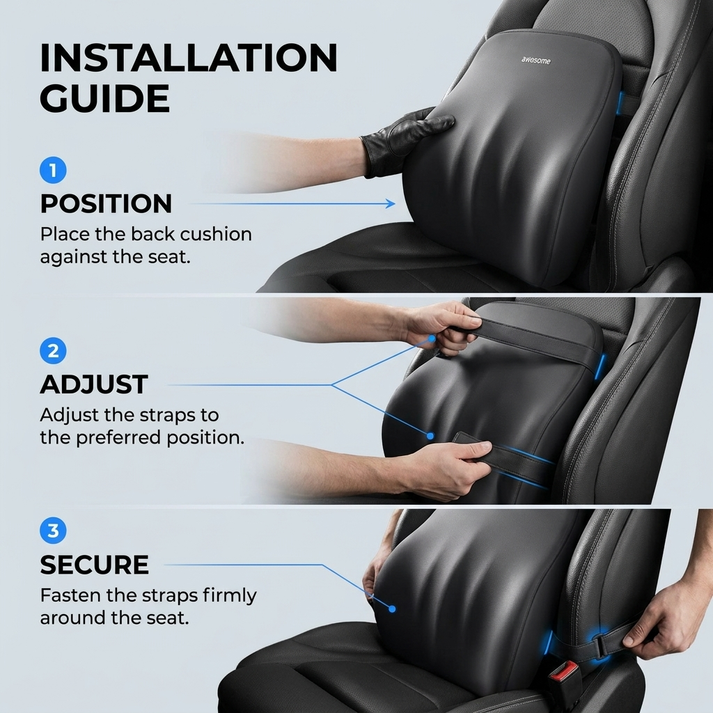 Autostoelkussen van traagschuim – ergonomische nek- en rugsteun voor extra comfort