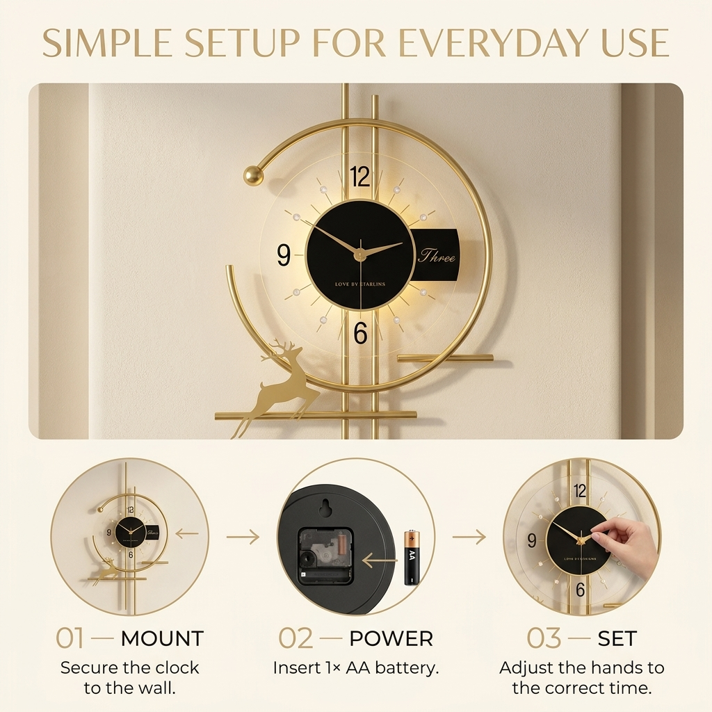 Wandklok – modern minimalistisch design met stil kwartsuurwerk en duidelijke analoge wijzerplaat