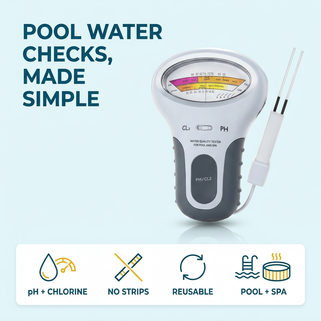 Pool Water Tester – pH and Chlorine Readings with a Probe