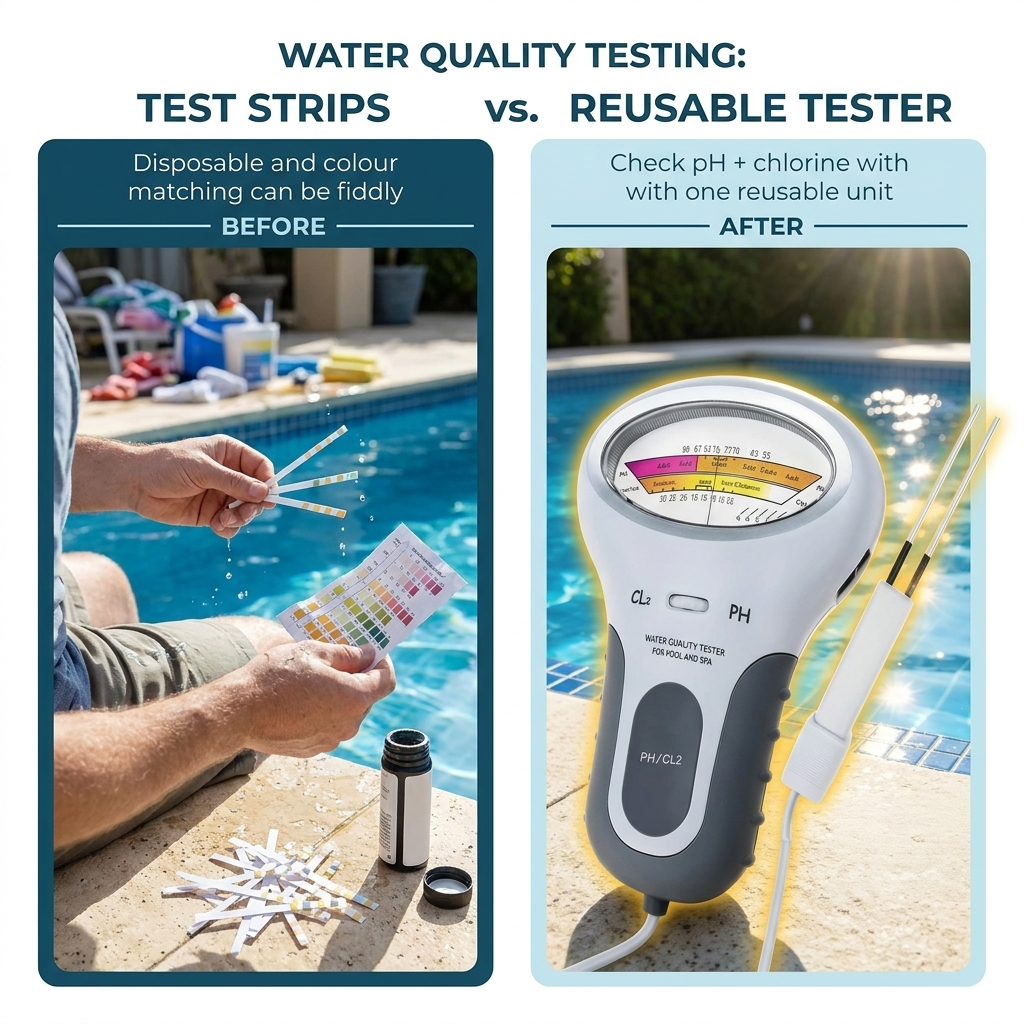 Pool Water Tester – pH and Chlorine Readings with a Probe