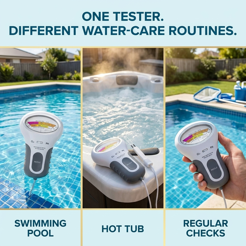 Pool Water Tester – pH and Chlorine Readings with a Probe
