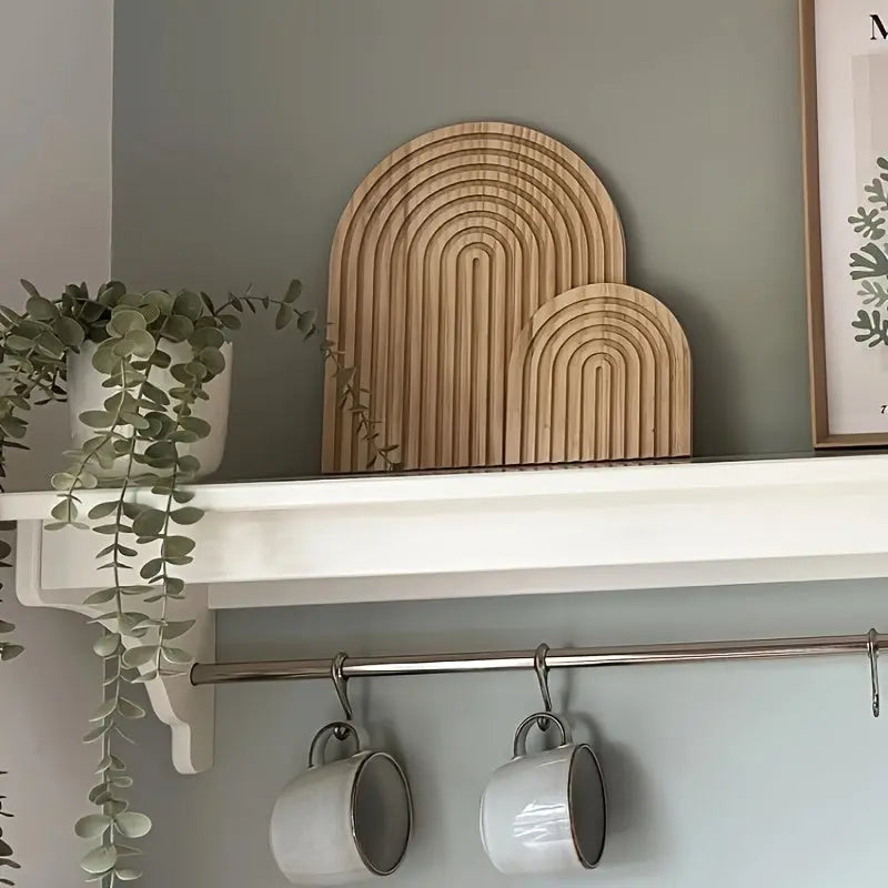 Décoration murale en bois – Design d’arc minimaliste avec texture naturelle et usage polyvalent pour l’affichage
