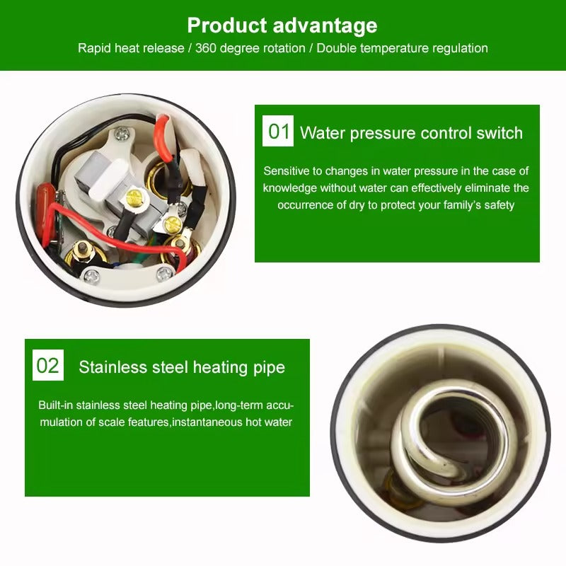 Instant Hot Water Tap – 3000W Electric Faucet with Built-In Heater & Modern Design