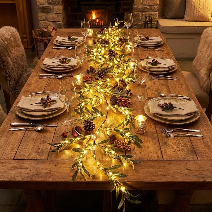 Lighted Olive Branch – Artificial Olive Stems Woven with Twinkling Fairy Lights