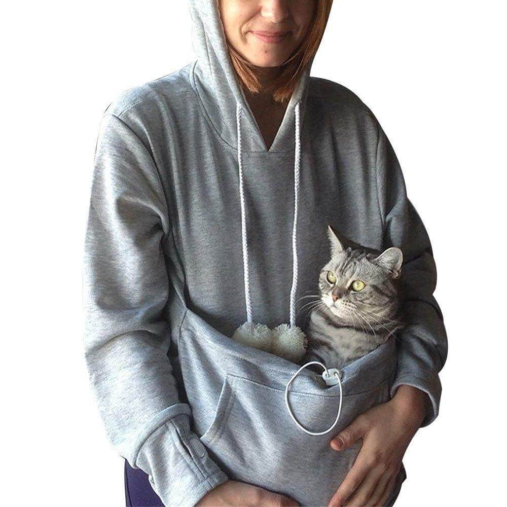 Sweat à capuche porte-chat – pull doux avec poche intégrée pour animal de compagnie pour un confort intérieur douillet
