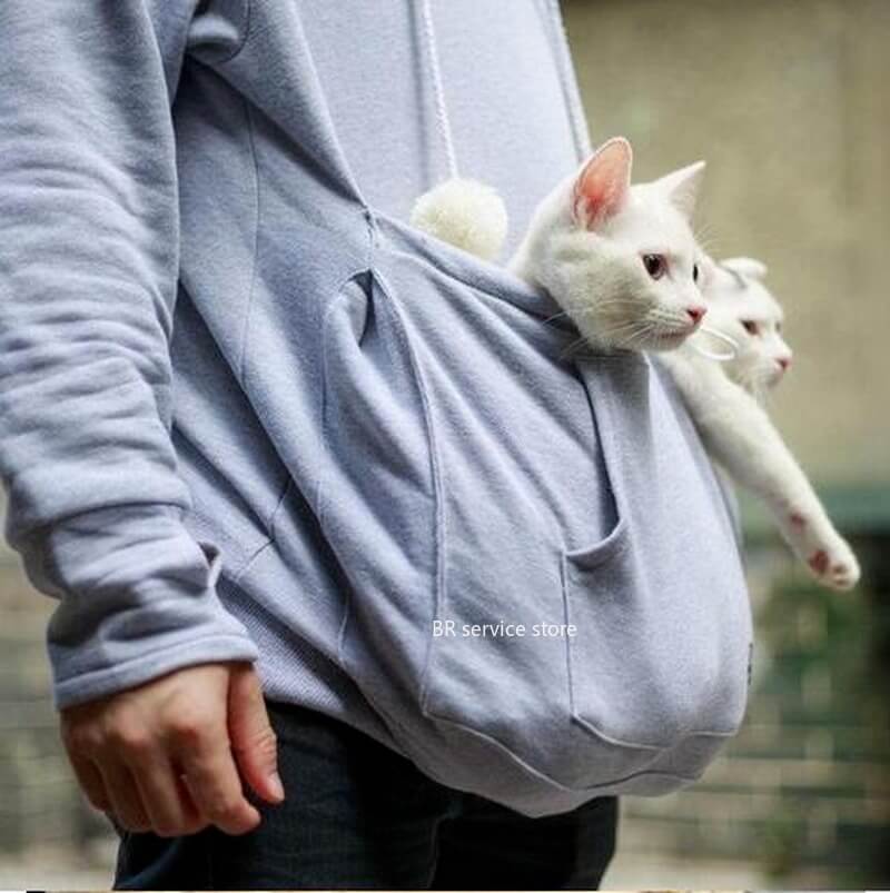 Sweat à capuche porte-chat – pull doux avec poche intégrée pour animal de compagnie pour un confort intérieur douillet