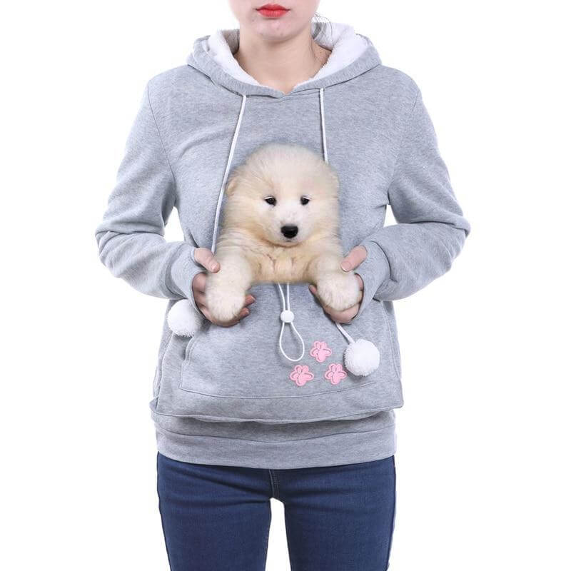 Sweat à capuche porte-chat – pull doux avec poche intégrée pour animal de compagnie pour un confort intérieur douillet
