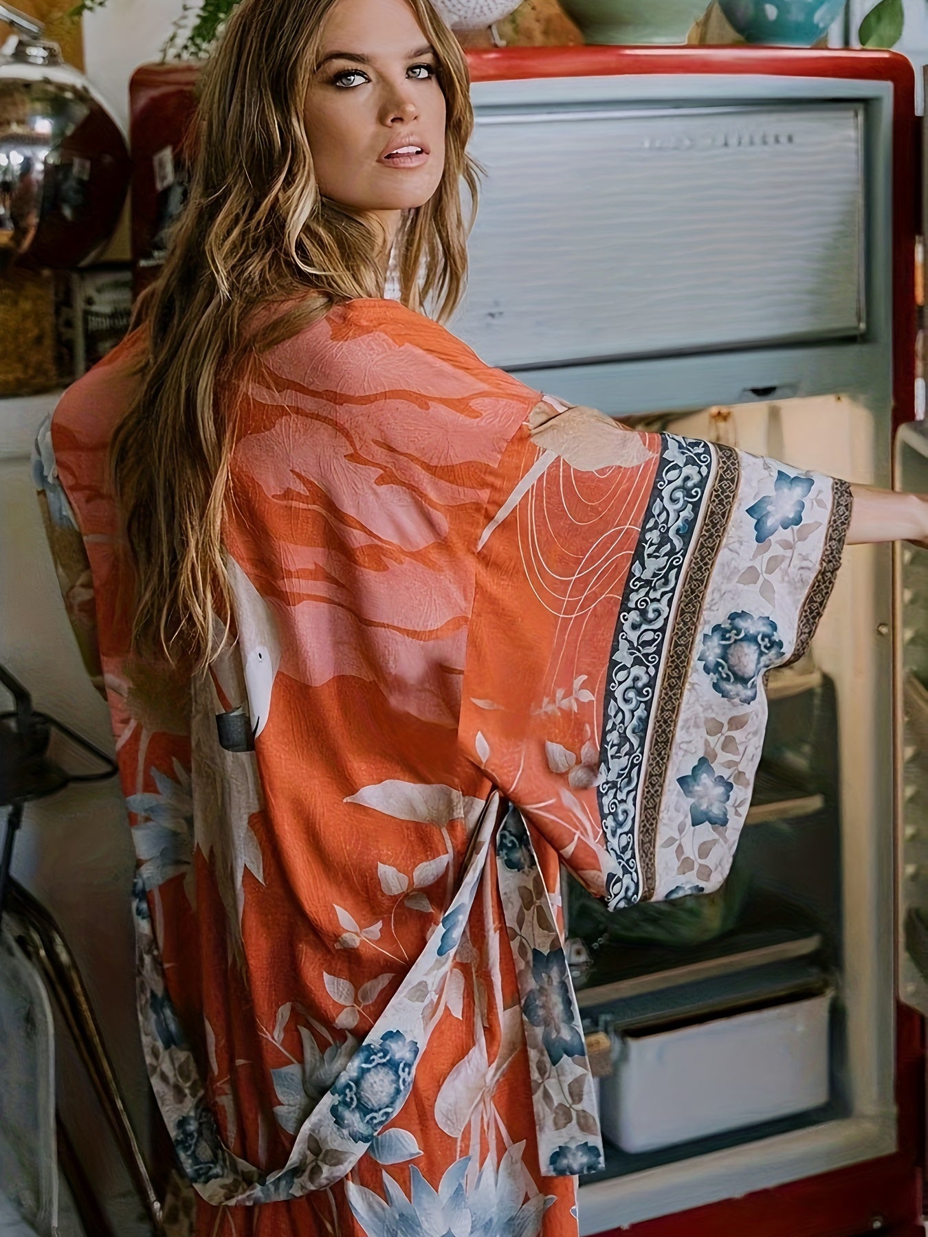 Kimono d’été – couche légère et fluide pour la plage avec design ouvert