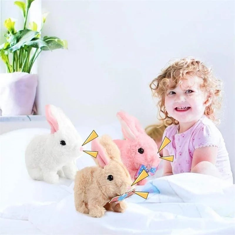 Lapin en peluche interactif – jouet électronique doux avec réponse au toucher et au son