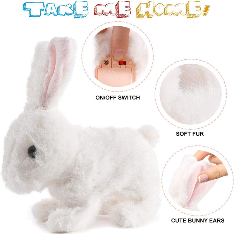 Lapin en peluche interactif – jouet électronique doux avec réponse au toucher et au son