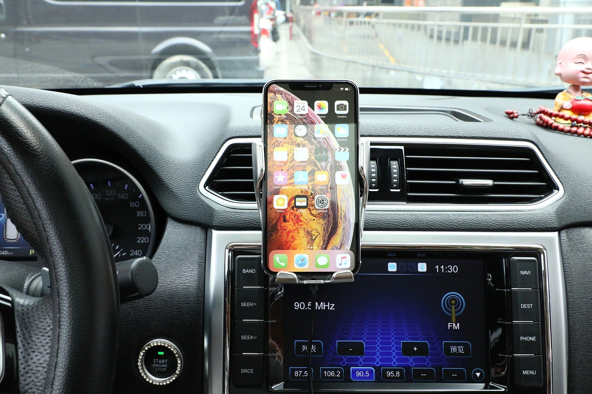 Support de téléphone de voiture sans fil – Serrage automatique avec charge Qi et support réglable à 360°