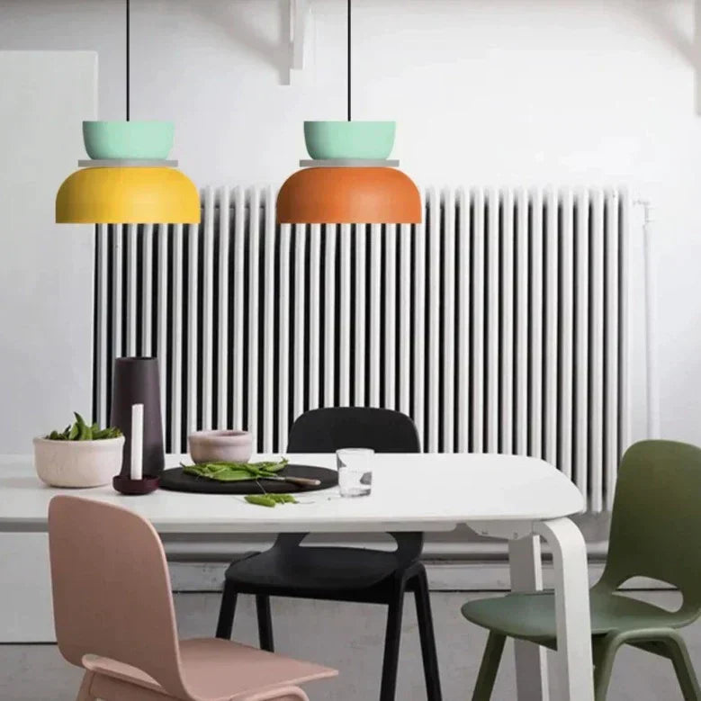 Suspension scandinave – design moderne inspiré des macarons avec illumination d’ambiance douce