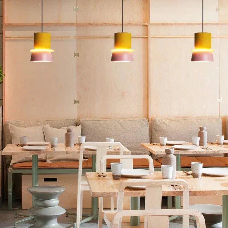 Suspension scandinave – design moderne inspiré des macarons avec illumination d’ambiance douce