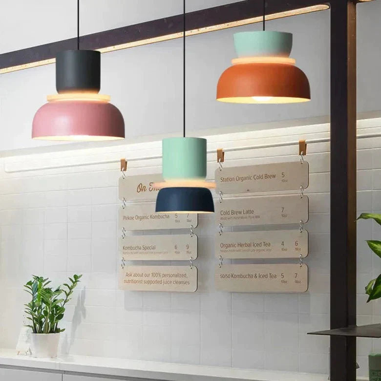 Suspension scandinave – design moderne inspiré des macarons avec illumination d’ambiance douce