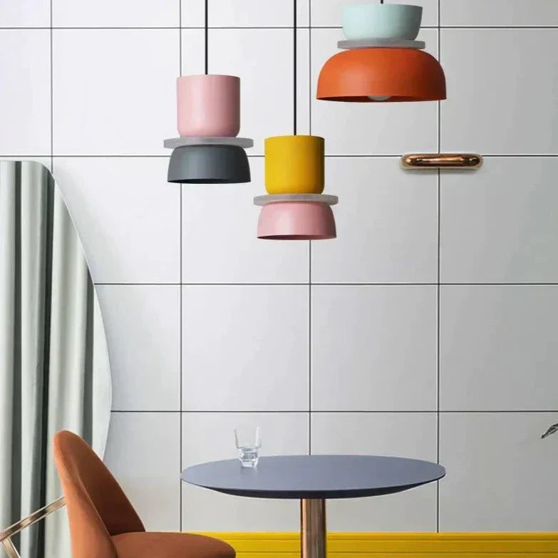 Suspension scandinave – design moderne inspiré des macarons avec illumination d’ambiance douce