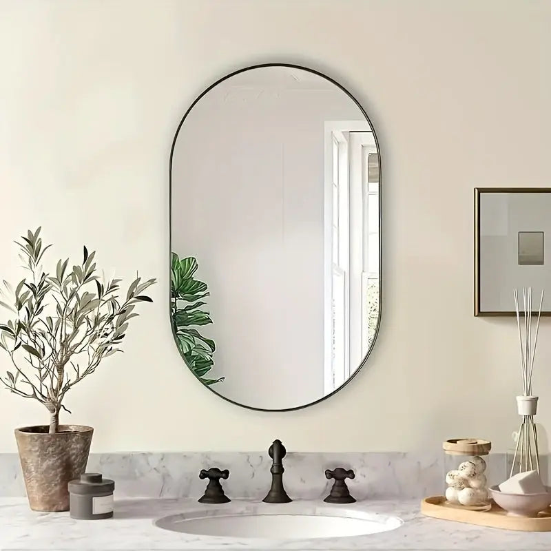 NordicMirror – Oval Vægspejl med Minimalistisk Keramisk Ramme