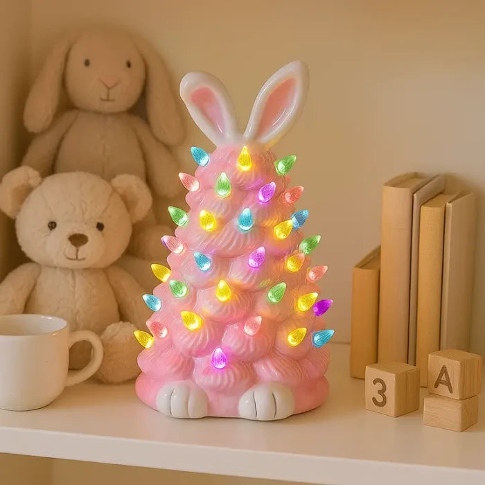 Pink Bunny Lamp – Soft Pink Rabbit Figure That Glows in Rainbow Colors