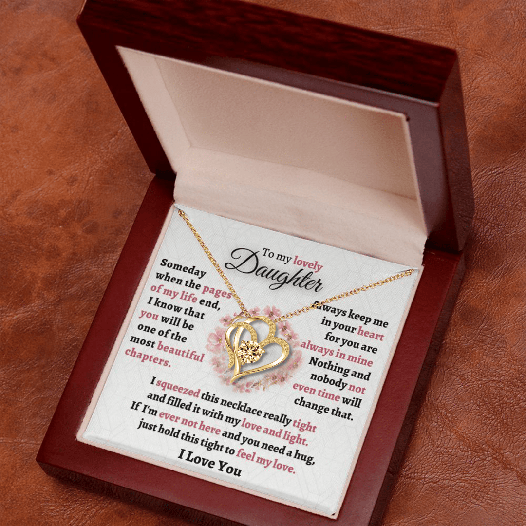 Double Heart Necklace – Elegant Plated Pendant with Sparkling Zircon Stone