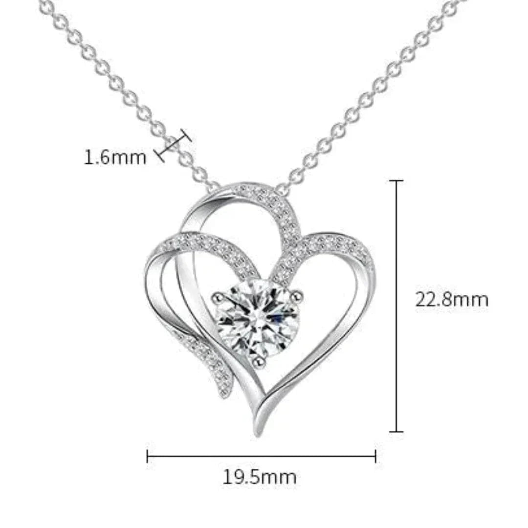 Double Heart Necklace – Elegant Plated Pendant with Sparkling Zircon Stone
