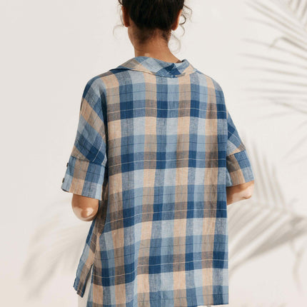 Women’s Airy Linen V-Neck Shirt | Short Sleeve Casual Summer Top