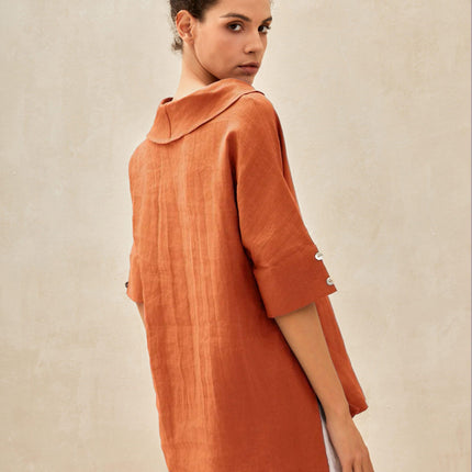 Women’s Airy Linen V-Neck Shirt | Short Sleeve Casual Summer Top