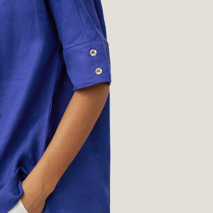 Women’s Airy Linen V-Neck Shirt | Short Sleeve Casual Summer Top