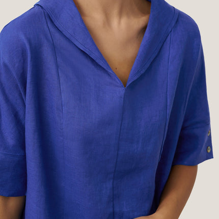 Women’s Airy Linen V-Neck Shirt | Short Sleeve Casual Summer Top