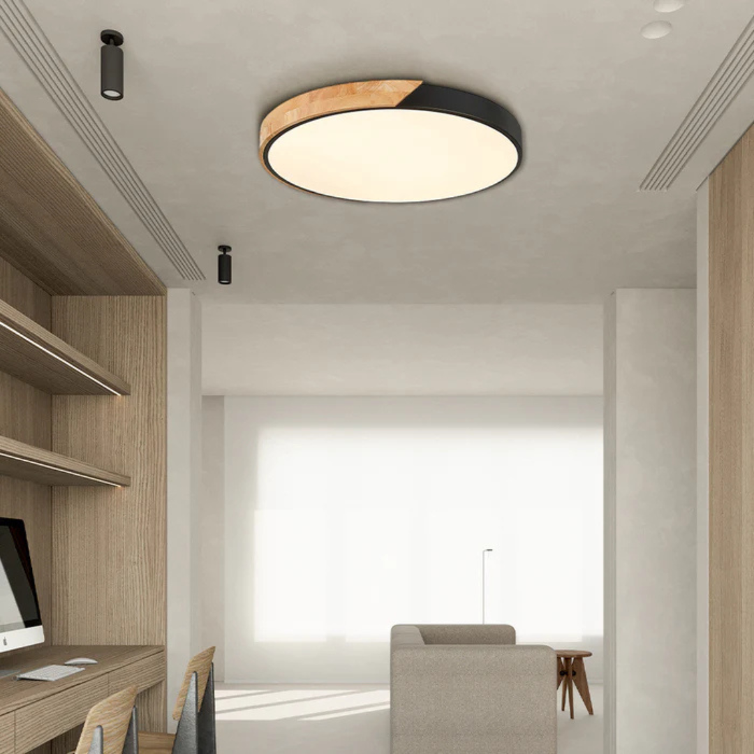 Delos – Scandinavisk Træ LED Plafondlampe med Energieffektiv Belysning