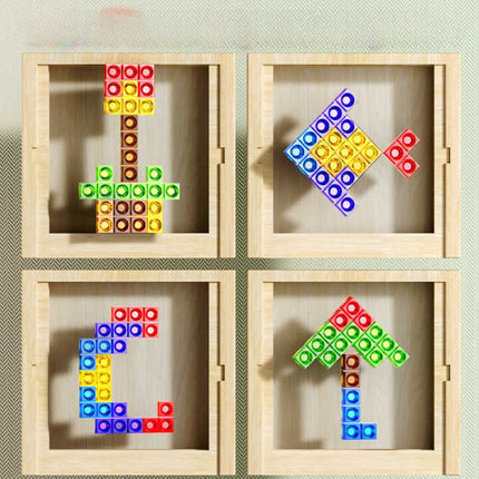 Wooden Tetris Puzzle Board – Eco-Friendly Logic Game for Kids and Adults
