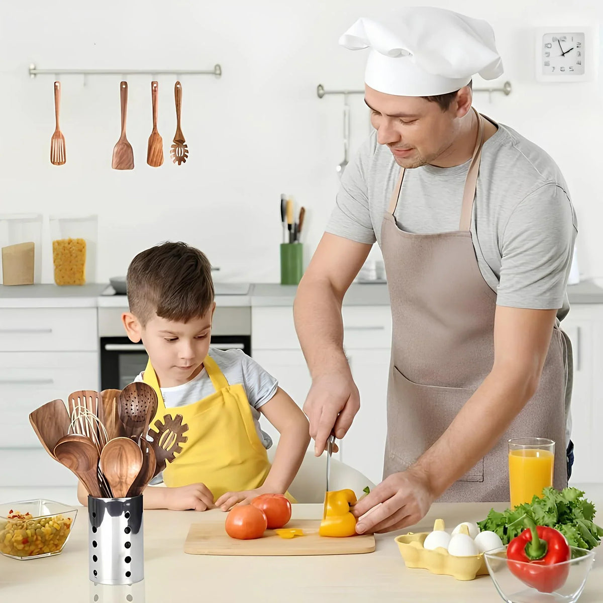 Wooden cooking utensil set