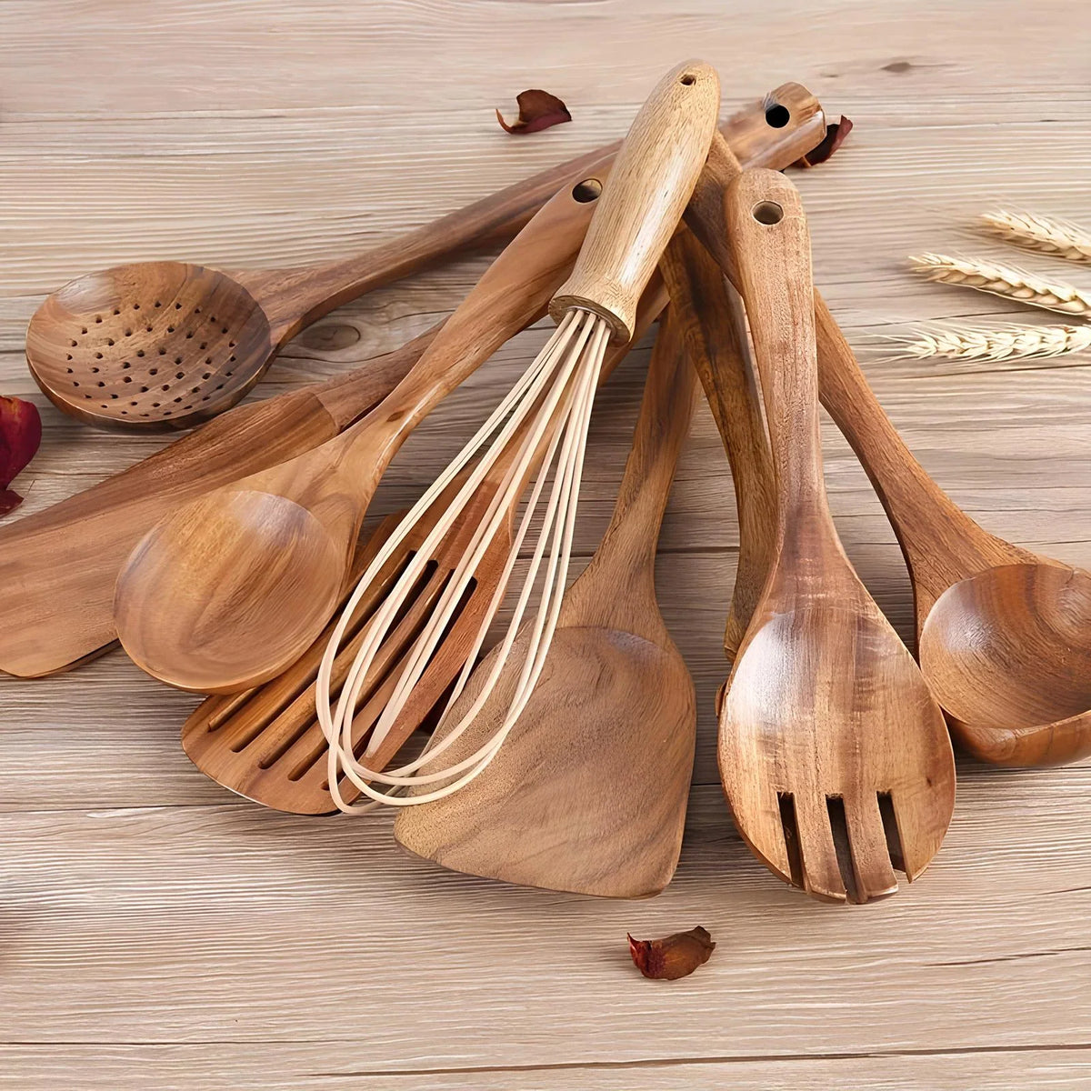 Wooden cooking utensil set