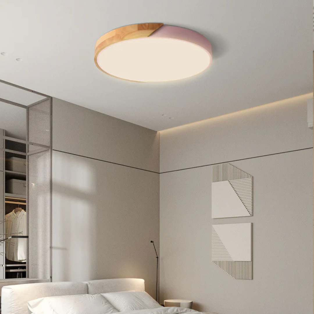 Delos – Scandinavisk Træ LED Plafondlampe med Energieffektiv Belysning