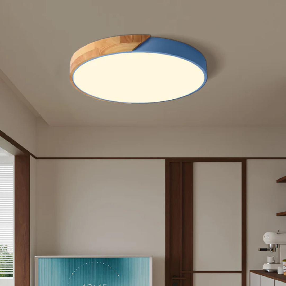 Delos – Scandinavisk Træ LED Plafondlampe med Energieffektiv Belysning