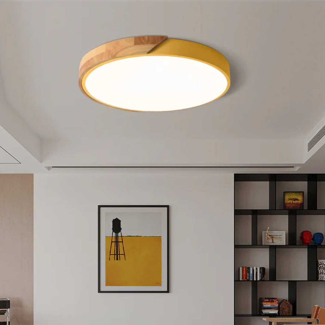 Delos – Scandinavisk Træ LED Plafondlampe med Energieffektiv Belysning