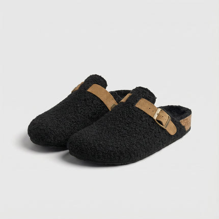 Women’s Teddy Slippers – Soft Mule Design, Adjustable Buckle & Supportive Sole