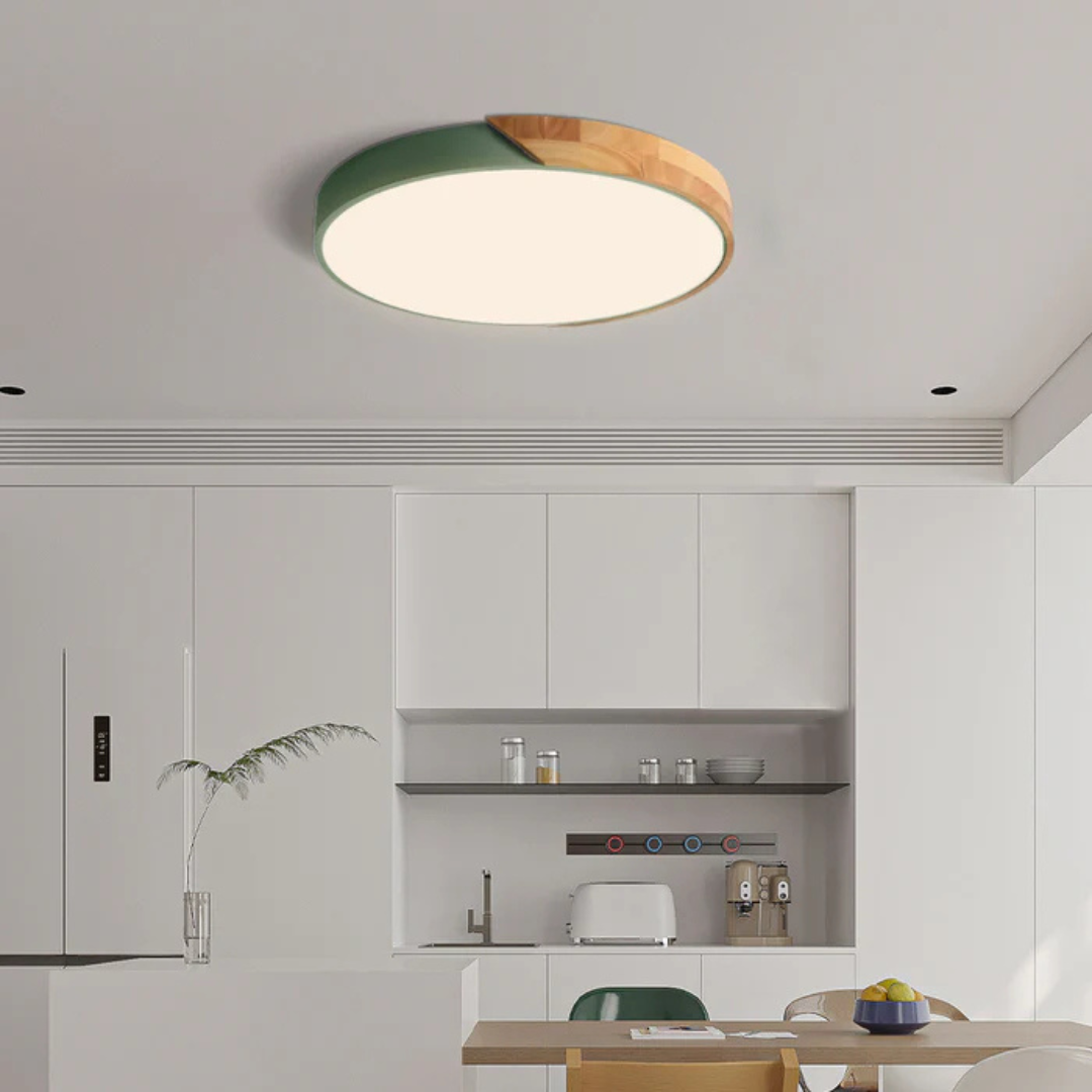 Delos – Scandinavisk Træ LED Plafondlampe med Energieffektiv Belysning