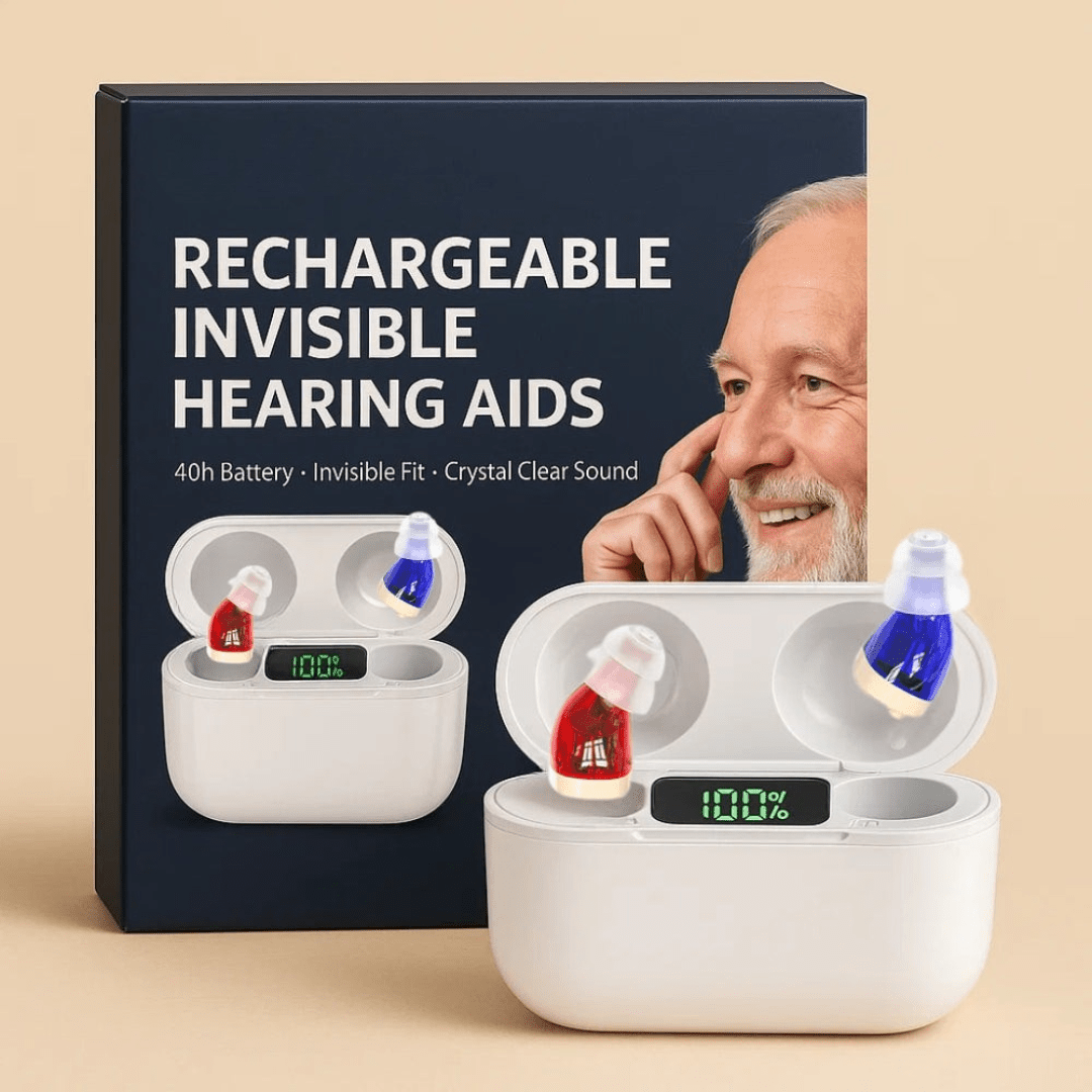 Écouteurs intra-auriculaires rechargeables – Ajustement ultra-compact, boîtier de charge et commandes faciles