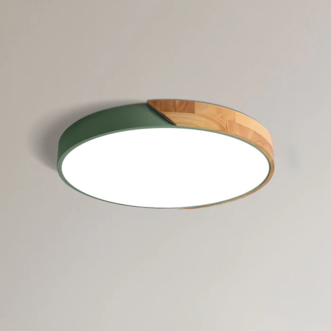 Delos – Scandinavisk Træ LED Plafondlampe med Energieffektiv Belysning
