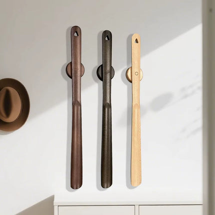 20-Inch Long Handled Shoehorn - Premium Beech Wood with Magnetic Wall Mount 0