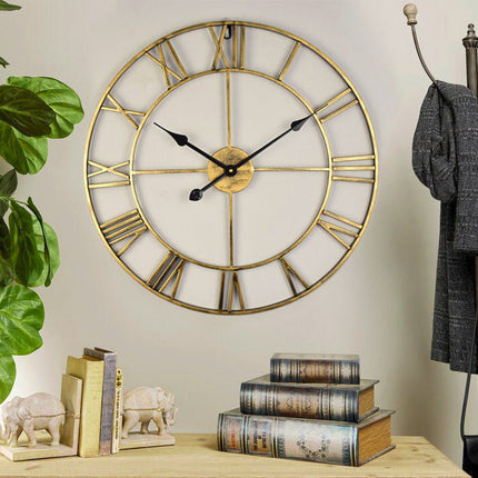 Wall Clock – Large Retro Metal Design with Vintage-Inspired Aesthetic for Stylish Interiors
