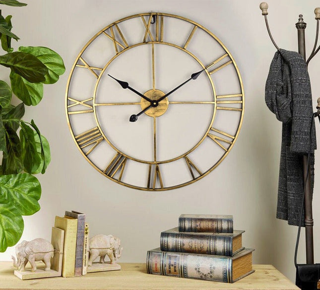 Wall Clock – Large Retro Metal Design with Vintage-Inspired Aesthetic for Stylish Interiors