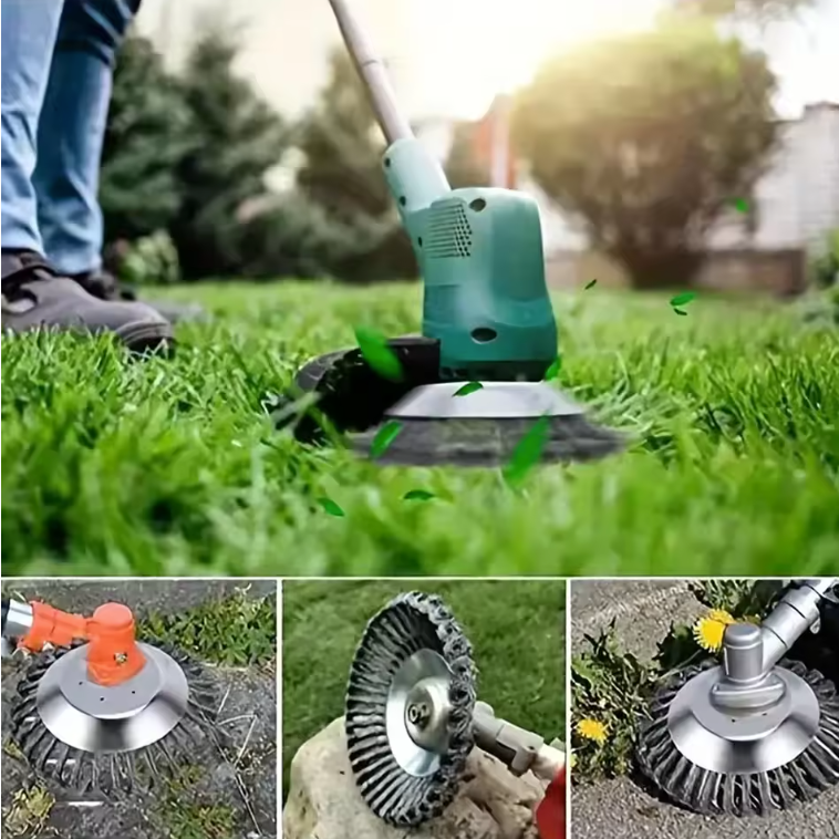 Metal Trimmer Head – Heavy Duty Steel Wire Brush for Weed, Moss & Rust Removal