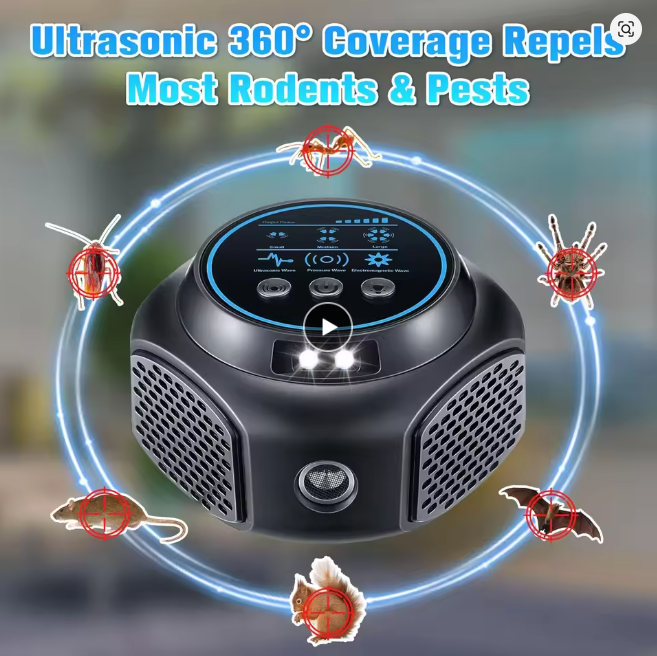 Ultrasonic Pest Repeller – 360° Indoor Mouse and Rodent Repellent with LED Strobe