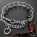 Dog Training Collar – Adjustable Metal Prong Collar with Rubber Tips
