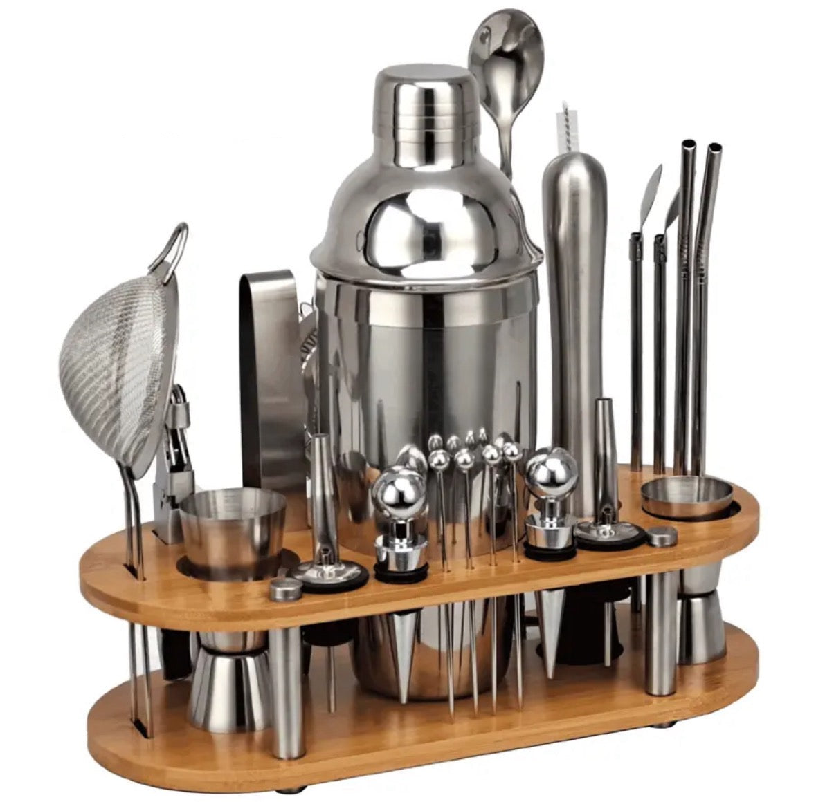 Set de barman 23 pièces – Outils professionnels pour cocktails avec capacité de 350 à 750 ml et construction durable