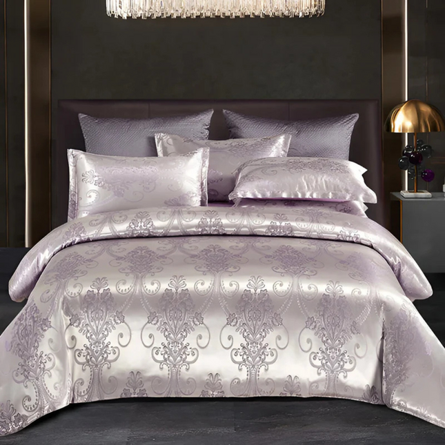 Luxury Satin Jacquard Duvet Cover Set with Soft Breathable Comfort for Stylish Bedrooms