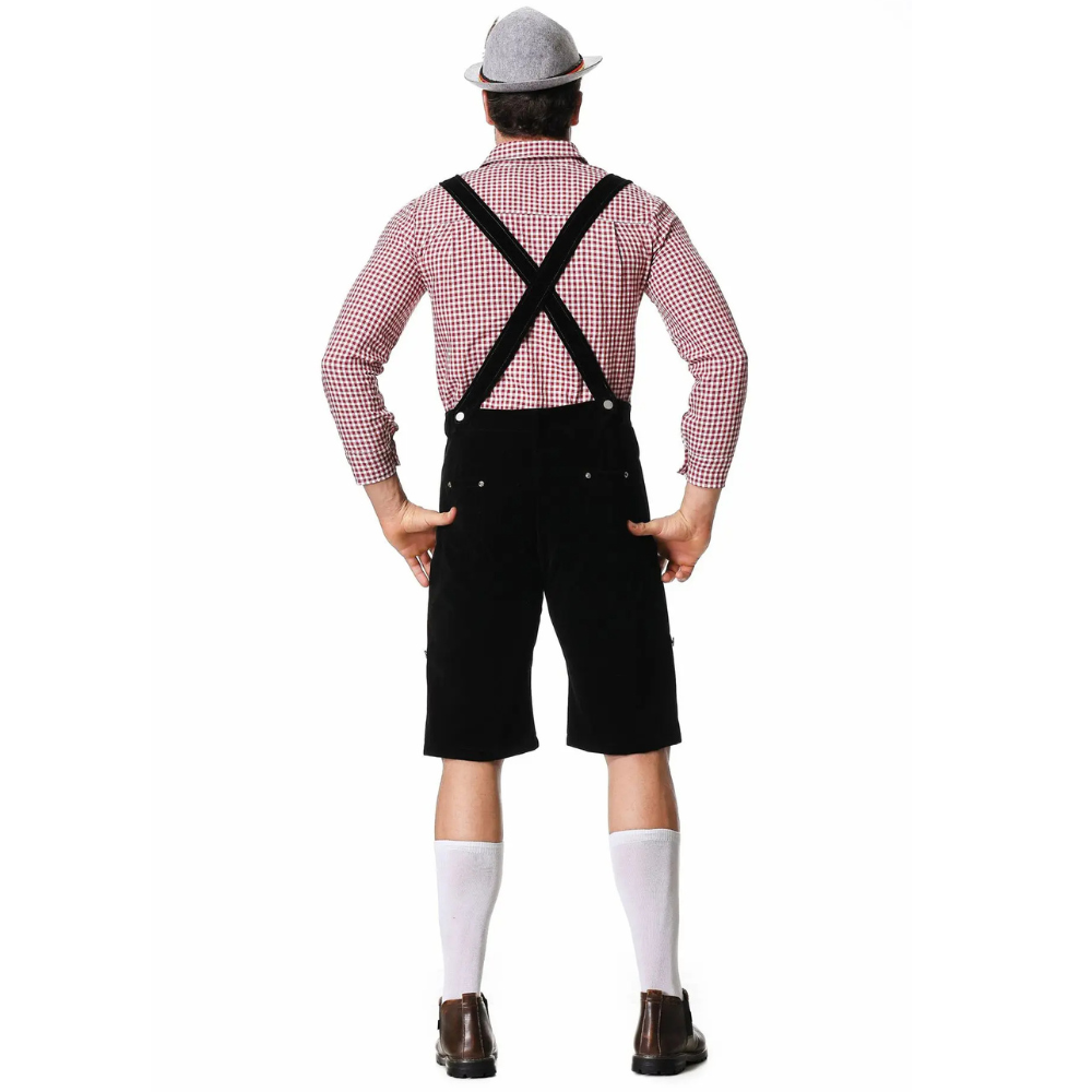 Tevako Lederhosen Kostuum Driedelig - Voor Heren met Geruit Overhemd en Hoed