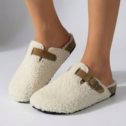 Women’s Teddy Slippers – Soft Mule Design, Adjustable Buckle & Supportive Sole