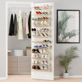 36-Pair Over-the-Door Shoe Organizer | 12-Tier Heavy Duty Metal Mesh Hanging Rack, Beige 0