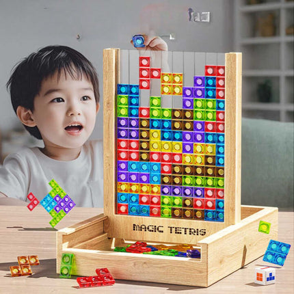 Wooden Tetris Puzzle Board – Eco-Friendly Logic Game for Kids and Adults